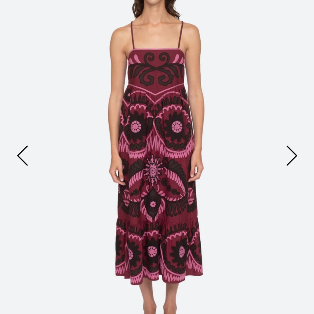 Sea NY Charlough Geometric Tiered Midi-Dress